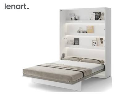 LENART BED CONCEPT BC-12P pat (160x200cm) rabatabil pe perete 171x46-228x218cm alb lucios