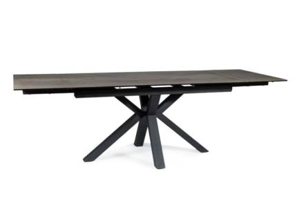 Masa extensibila COLUMBUS CERAMIC din ceramica cu efect de marmura maro, metal negru 160-240x90xH76cm