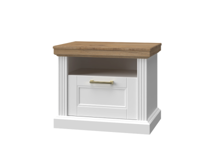 Noptiera cu 1 sertar si spatiu liber TARA WHITE 62x52x43cm alb/ Nuc Pacific