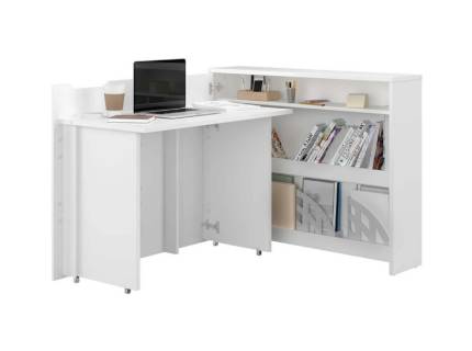 Birou pliabil WORK CONCEPT pe colt stanga transformabil, alb 115x93x27cm 