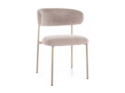 Scaun tapitat ELTON BREGO minimalist, material textil cappuccino 56x58xH80cm, picioare casmir