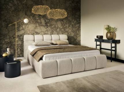 Pat tapitat cu somiera si spatiu pentru depozitare GIULIA 140/ 160/ 180cm personalizabil