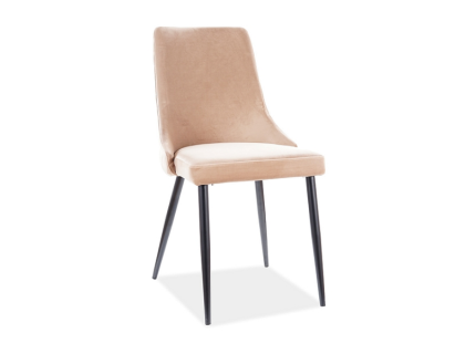 Scaun tapitat PIANO B VELVET catifea beige 47x59xH93cm, picioare negre
