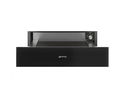 Sertar termic incorporabil Smeg Linea Aesthetic CPR115B3, negru, finisaj inox, 15 cm, 21 l