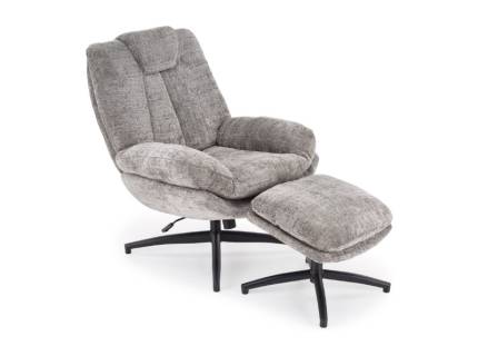 Fotoliu rotativ cu taburet DECLAN cu sistem de balasare, confortabil, material texil-plusat grey 75x42xH100cm 