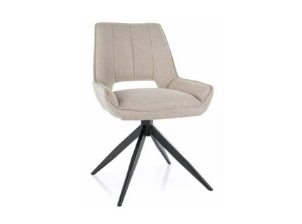Scaun tapitat TELLO BJORN rotativ, material textil cream 54x61xH84cm, picioare negre