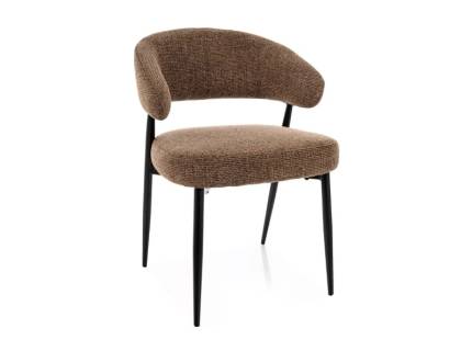 Scaun tapitat LUCIO NOELLE cu arcuri material textil cappuccino 55x56xH80cm, picioare si cadru negru 