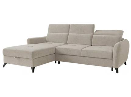 Coltar extensibil TALIA cu lada pentru depozitare, tetiere reglabile, personalizabil 238x148-167cm