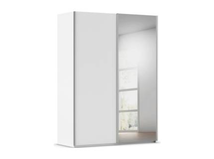 Dulap cu usi glisante TARO 162x223x69cm alb alpin/ oglinda, maner aluminiu 