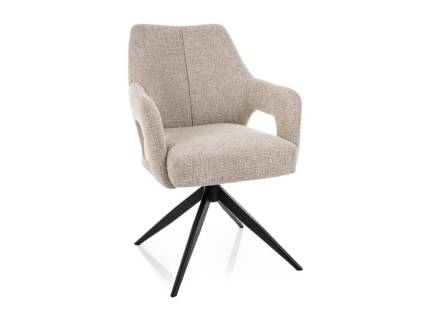Scaun tapitat OLSEN NOELLE rotativ, functie de inclinare a spatarului, material textil cream 59x65xH86cm picioare negre 