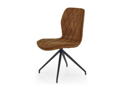 Scaun tapitat K237 ecopiele brown 49x62xH90cm, picioare negre