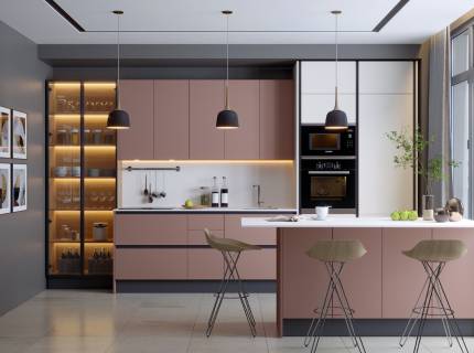 Bucatarie INTEMPO PEPPER WHITE - DUSTY ROSE
