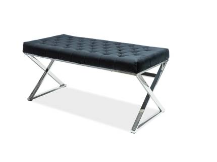 Bancuta BLACK ONYX cu picioare crom, catifea neagra 100x46xH48cm