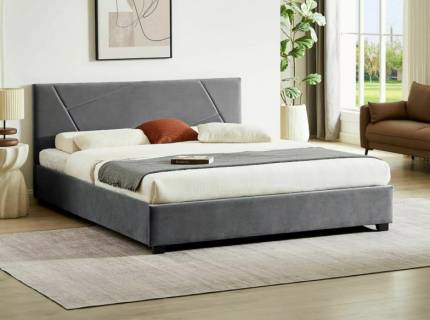 Pat tapitat cu somiera si spatiu pentru depozitare COLUMBIA VELVET 140 / 160cm catifea grey