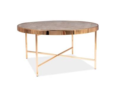 Masuta FORTUNA B din sticla cu efect de marmura, metal auriu 82xH40cm