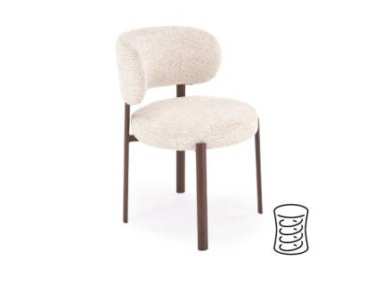 Scaun tapitat K605 material textil beige 56x60xH80cm, picioare nuc