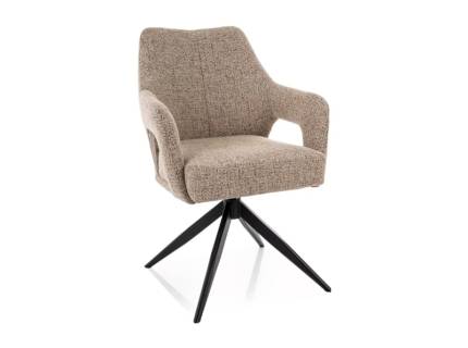 Scaun tapitat OLSEN NOELLE rotativ, functie de inclinare a spatarului, material textil dark beige 59x65xH86cm picioare negre  