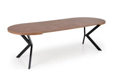 Masa extensibila PERONI WALNUT din PAL furniruit nuc, metal negru 100-250xH76cm