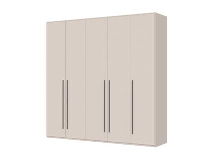 Dulap cu 5 usi cu balamale OPERA 227x224x56cm casmir, manere maro