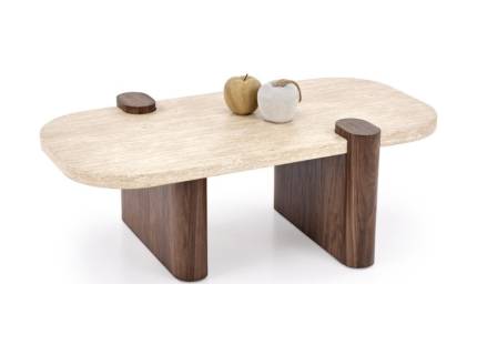 Masuta AMARETTO din MDF furniruit travertin/ nuc 120x70xH41cm