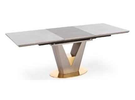 Masa extensibila VALENTINO din MDF si ceramica cu efect de marmura gri, metal auriu 160-220x90xH76cm