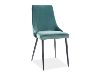 Scaun tapitat PIANO B VELVET catifea green 47x59xH93cm, picioare negre