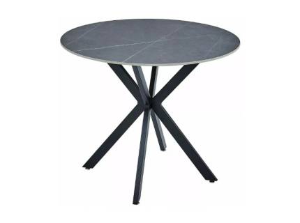 Masa TALIA GREY 90 din ceramica cu efect de marmura gri, metal negru 90xH75cm