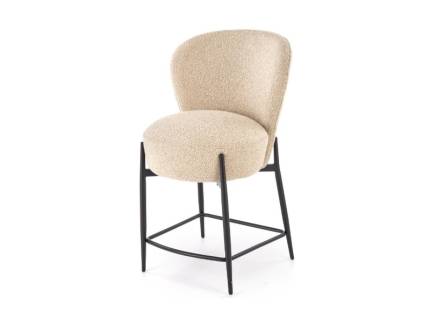 Scaun tapitat pentru bar H126 material plusat beige 50x61xH95cm, picioare negre