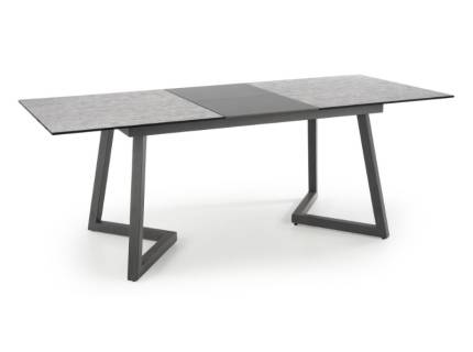 Masa extensibila TIZIANO din MDF si sticla gri inchis, metal gri inchis 160-210x90xH76cm