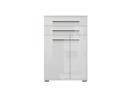 Pantofar cu 2 usi si 2 sertare PIANO WHITE 76x117x36cm alb lucios