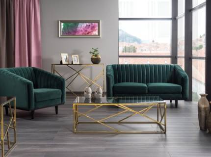 Set canapea+2 fotolii ASPREY fixe, catifea - canapea 150x85cm, fotolii 83x85cm