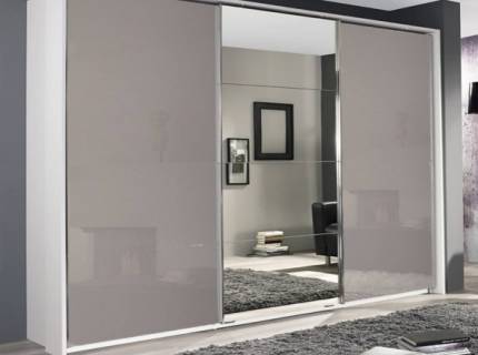 Dulap alb alpin/sticla fango-oglinda 271x210x62cm KULMBACH 