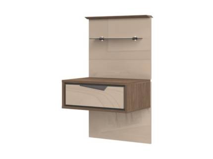 Noptiera stanga cu 1 sertar LEFT Mokka HG lucios + Linkoln Walnut, manere incorporate antracit 