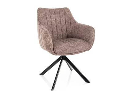 Scaun tapitat AZALIA LEO rotativ, material textil cappuccino 61x58xH86cm, picioare negre 