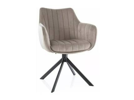 Scaun tapitat AZALIA VELVET rotativ, catifea beige 61x58xH86cm, picioare negre