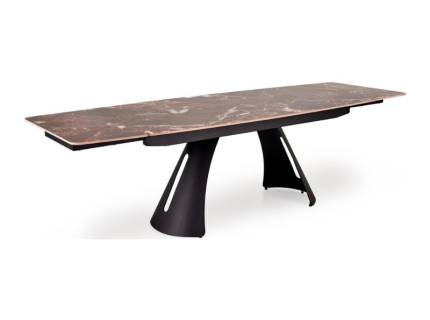 Masa extensibila MARVIN din otel sinterizat cu efect de marmura bordo, otel vopsit negru 180-260x95xH76cm