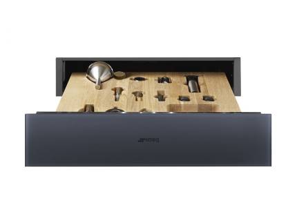 Sertar termic incorporabil Smeg Linea Aesthetic CPS115G, negru, finisaj inox