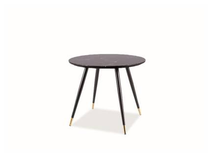 Masa CYRYL II din MDF cu efect de piatra neagra, metal negru si auriu 100xH76cm