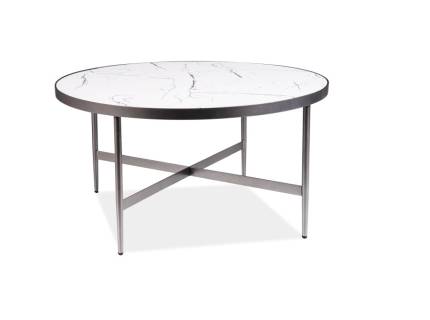 Masuta DOLORES B din MDF si furnir cu efect de marmura alba, metal negru 80xH42cm