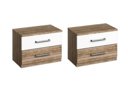 Set 2 noptiere cu 2 sertare BARCELONA 47x43x42cm SANREMO/ ALB ALPIN