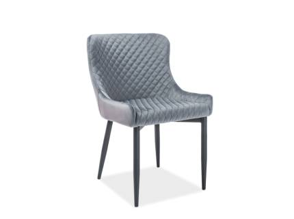 Scaun tapitat COLIN B VELVET catifea grey 52x61xH82cm, picioare negre