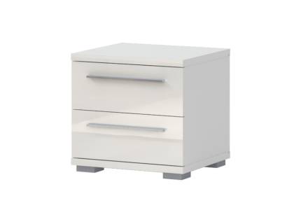 Noptiera cu 2 sertare PIANO BEIGE 45x43x40cm bej lucios, picioare si manere crom