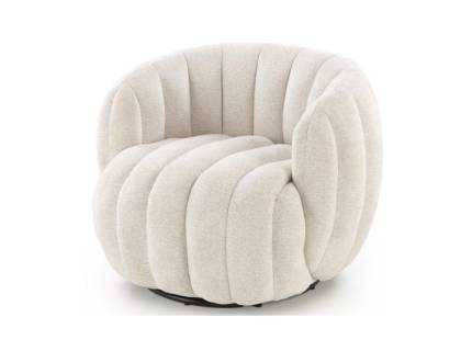 Fotoliu rotativ cozy cu design curbat FRASER material textil crem 82x83xH65cm