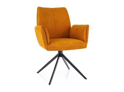 Set 4 scaune tapitate COCO II VARDO rotative, material textil curry 60x64xH87cm, picioare negre