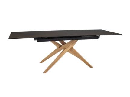 Masa extensibila LORETO CERAMIC din ceramica Italian Ossido Bruno si sticla securizata maro 180-230x90xH76cm