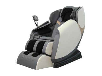 Fotoliu SOLARIA cu mecanism de masa, incarcare USB integrata, difuzoare, functie de incalzire, spatar reglabil, ecopiele crem 50x140-187xH85-105cm