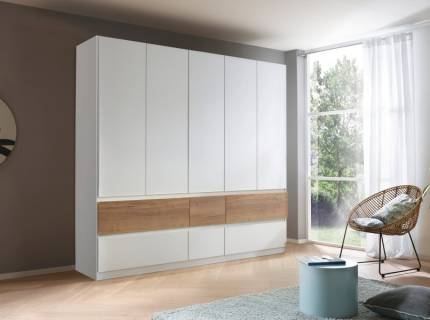 Dulap cu 5 usi cu balamale si 6 sertare WINNIPEG 226x210x56cm alb alpin/ halifax 