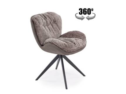Scaun tapitat K599 rotativ, confortabil, material textil grey/ ecopiele grey 58x67xH85cm, picioare negre 