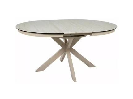 Masa extensibila PORTO CERAMIC TRAVERTIN din sticla securizata si ceramica Travertin, metal casmir 120-160xH76cm 