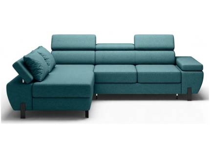 Coltar extensibil cu lada MOLINA S cu lada pentru depozitare, tetiere reglabile, cotiera reglabila, personalizabil 277x189cm